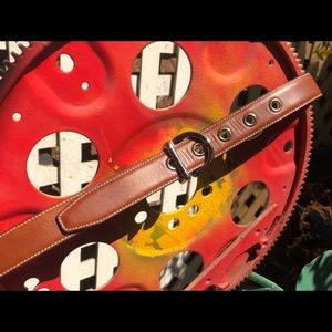 Coach Brown & Silver Leather Soho Belt SZ M